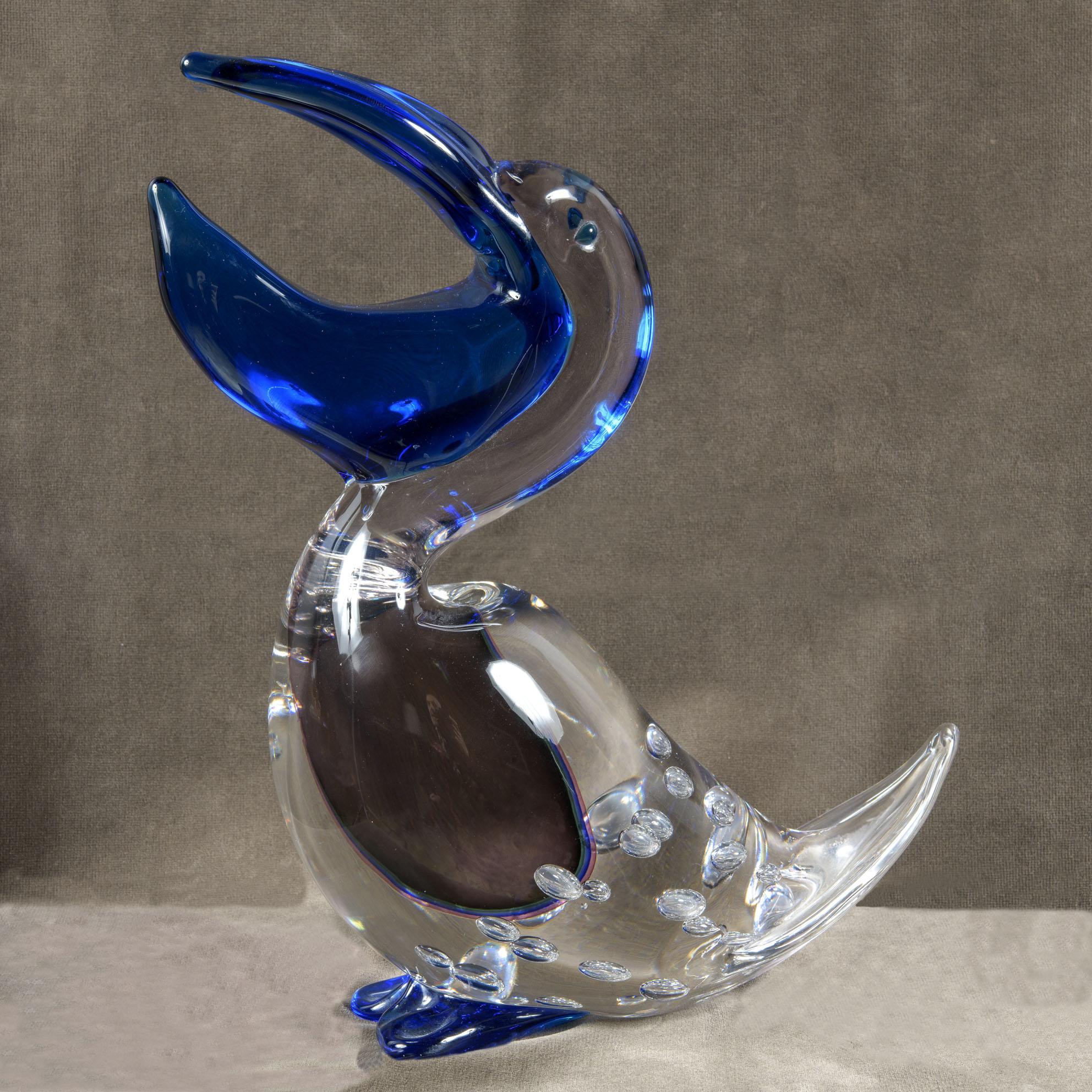 1970er Jahre Italienisch Murano Signiert Farbiges Glas Animalier Skulptur (Französisch) im Angebot