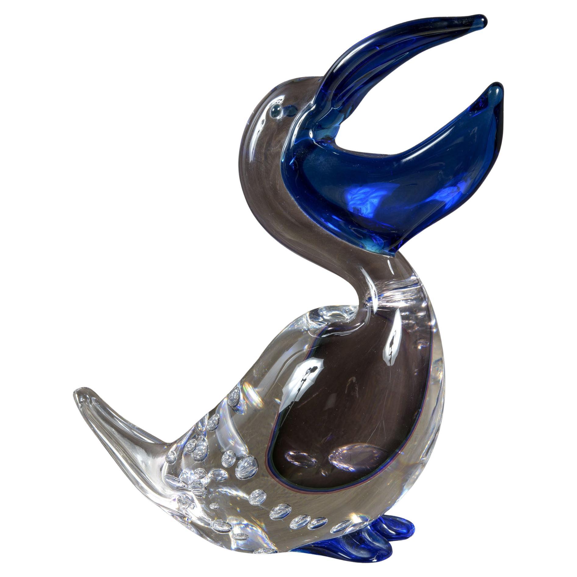 1970s Italian Murano Signed Colored Glass Animalier Sculpture
