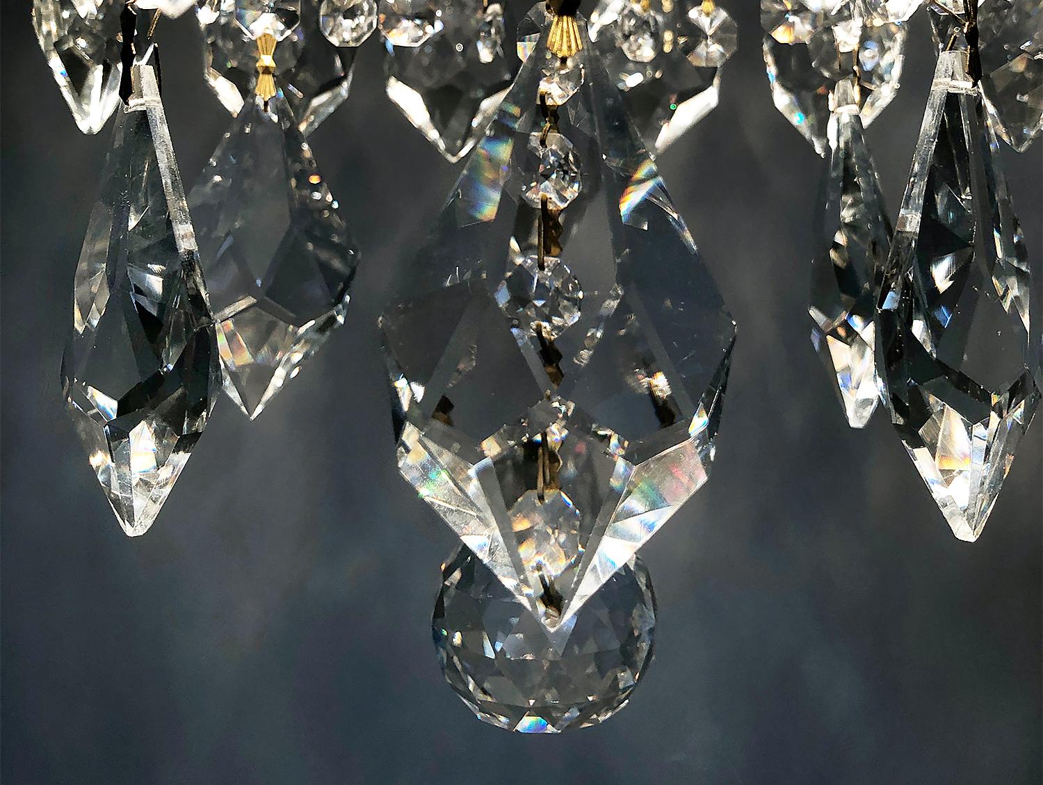 1970s Italian Murano Waterfall Gilt Brass Crystal Chandelier Pendant Hall Light 7