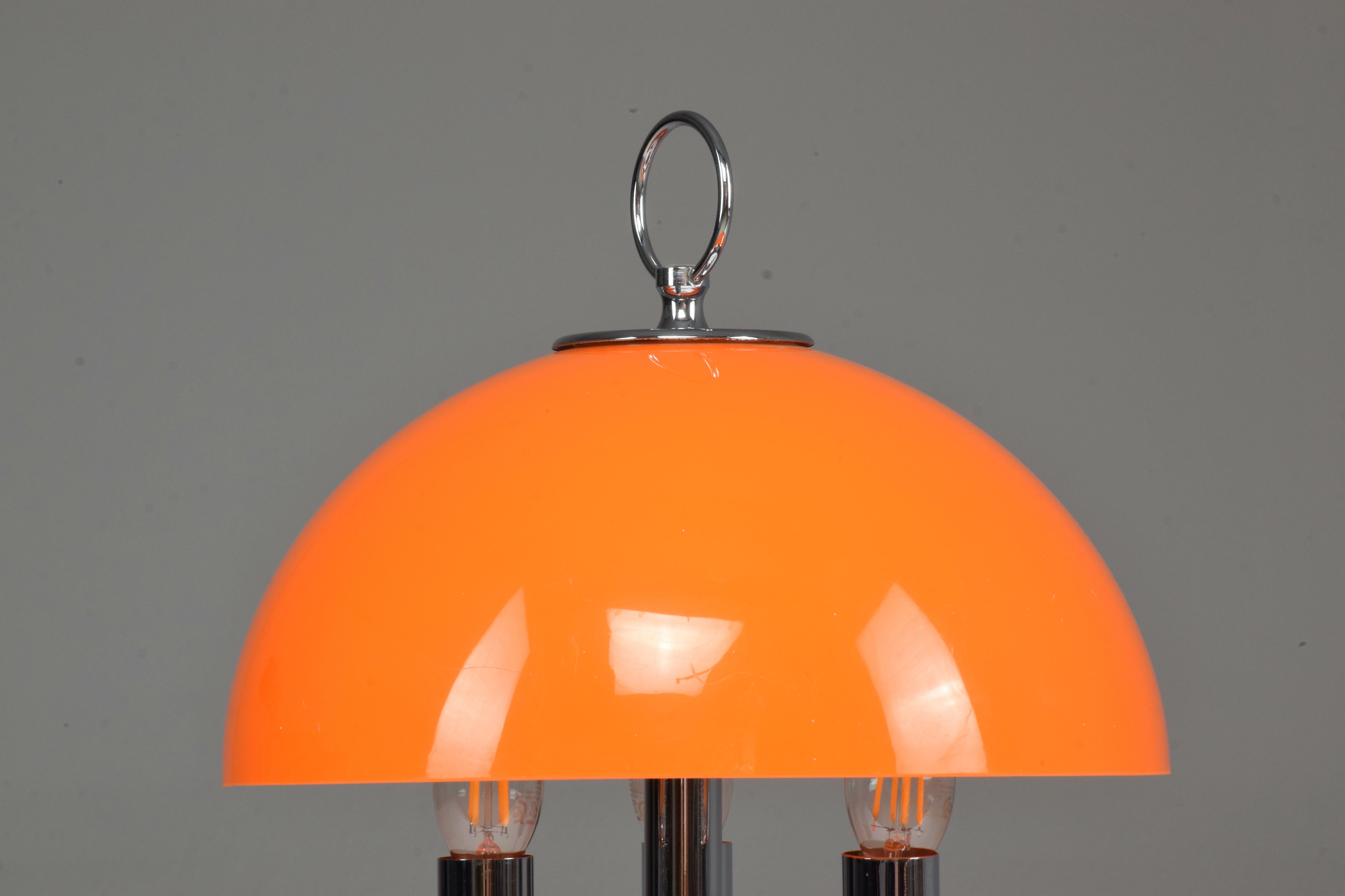 20th Century 1970's Italian Orange Mushroom Shade Table Lamp For Sale