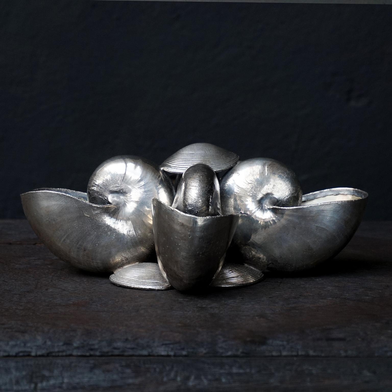 1970s Italian Nautilus Covered in 999 Silver Centerpiece by Federico Buccellati For Sale 15