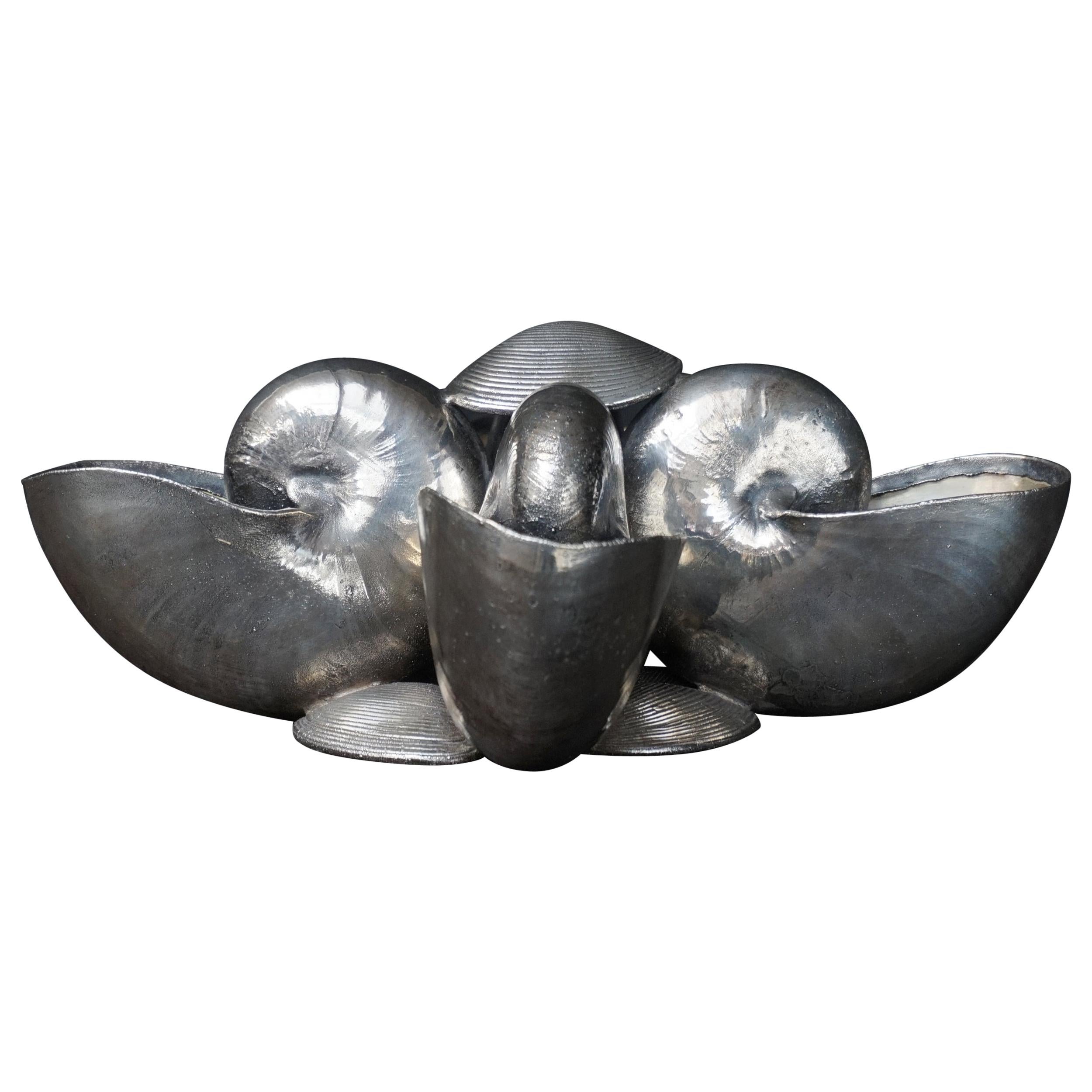 1970s Italian Nautilus Covered in 999 Silver Centerpiece by Federico Buccellati For Sale
