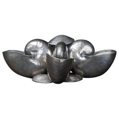 Vintage 1970s Italian Nautilus Covered in 999 Silver Centerpiece by Federico Buccellati