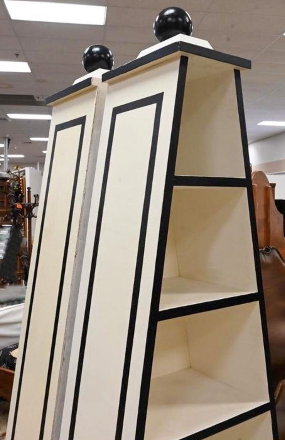 1970s Italian Neo-Classical Style Obelisk Form Etageres / Bookcases / Shelves, 2 In Good Condition In Kennesaw, GA