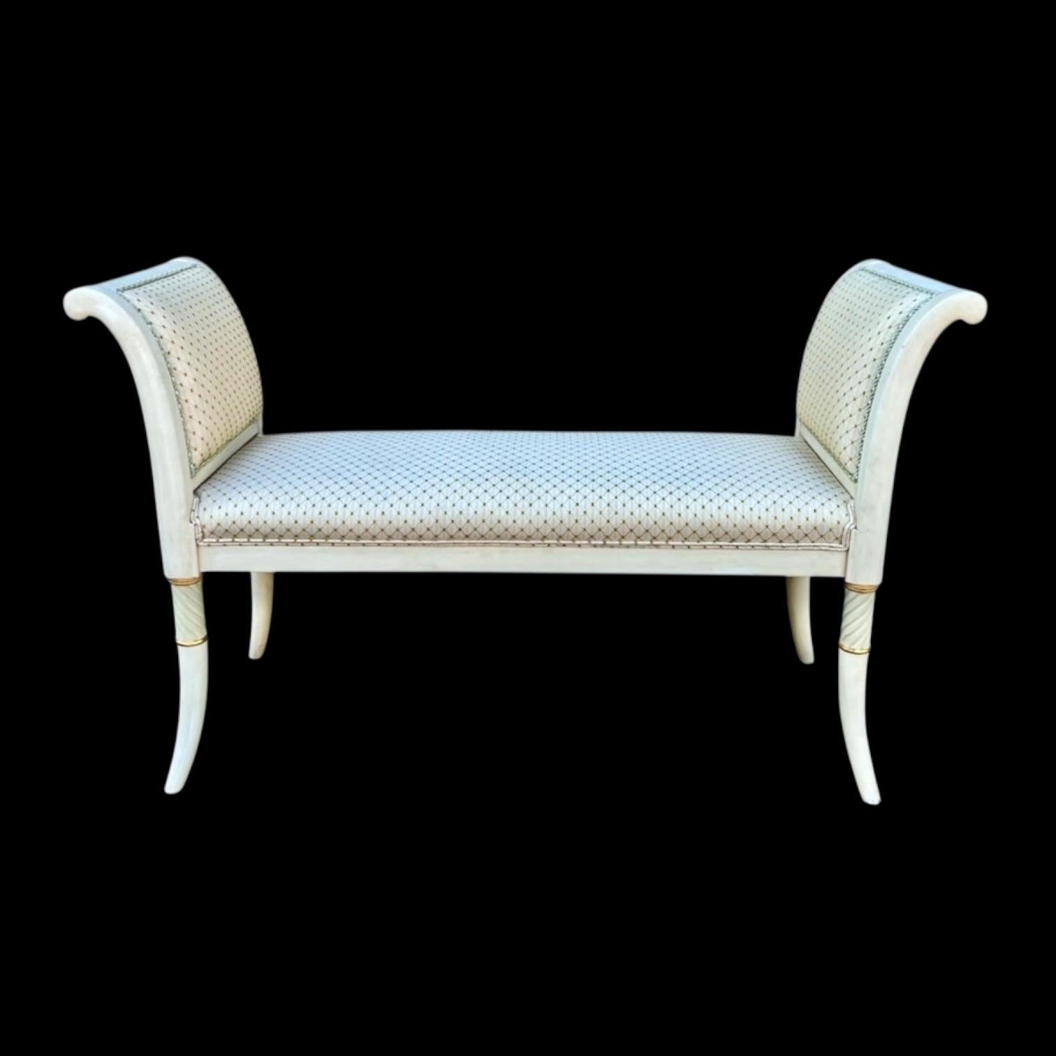 20th Century 1970s Italian Neo-Classical Style Painted Bench For Sale