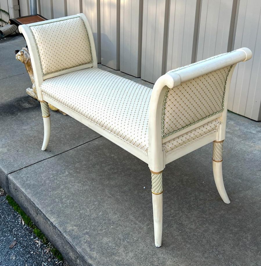 1970s Italian Neo-Classical Style Painted Bench For Sale 1