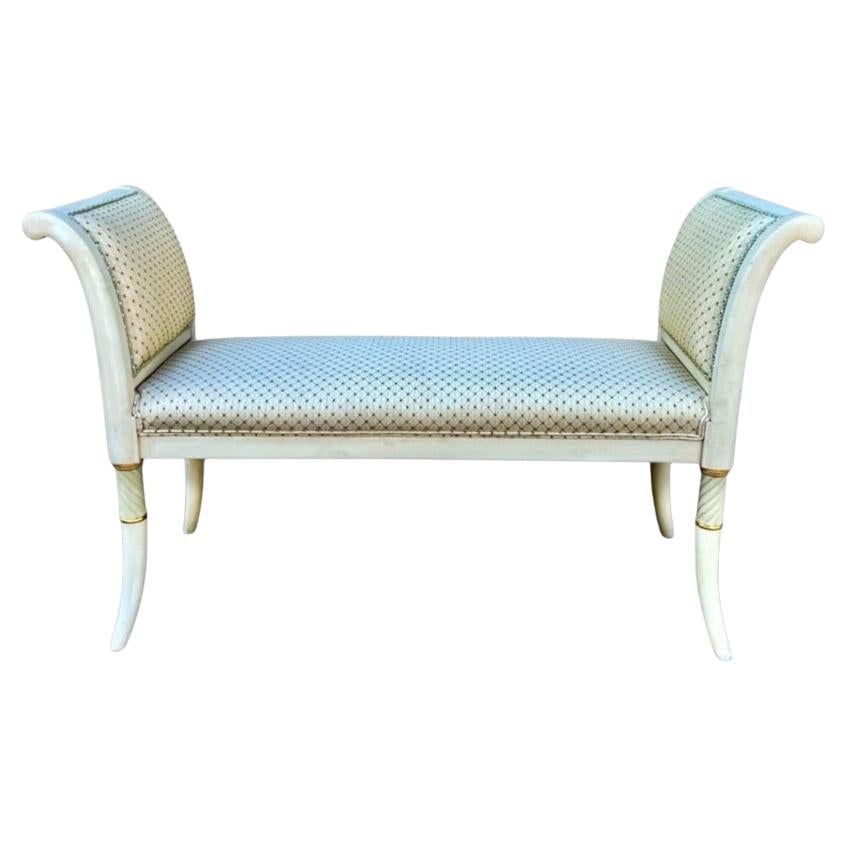 1970s Italian Neo-Classical Style Painted Bench