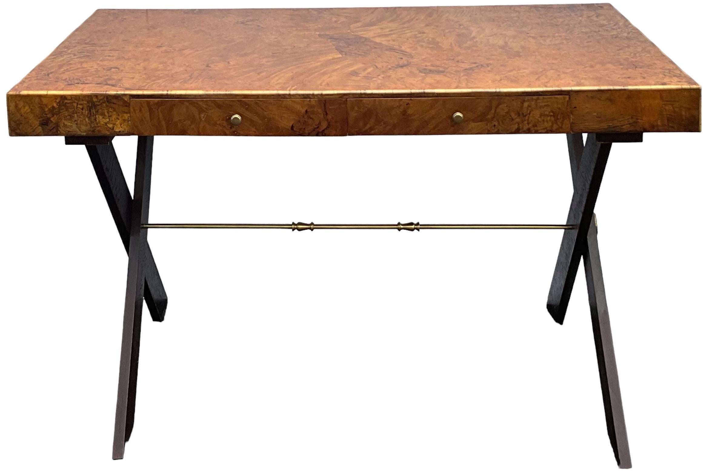 Neoclassical 1970s Italian Neo-Classical Style Patchwork Burl Writing Desk For Sale