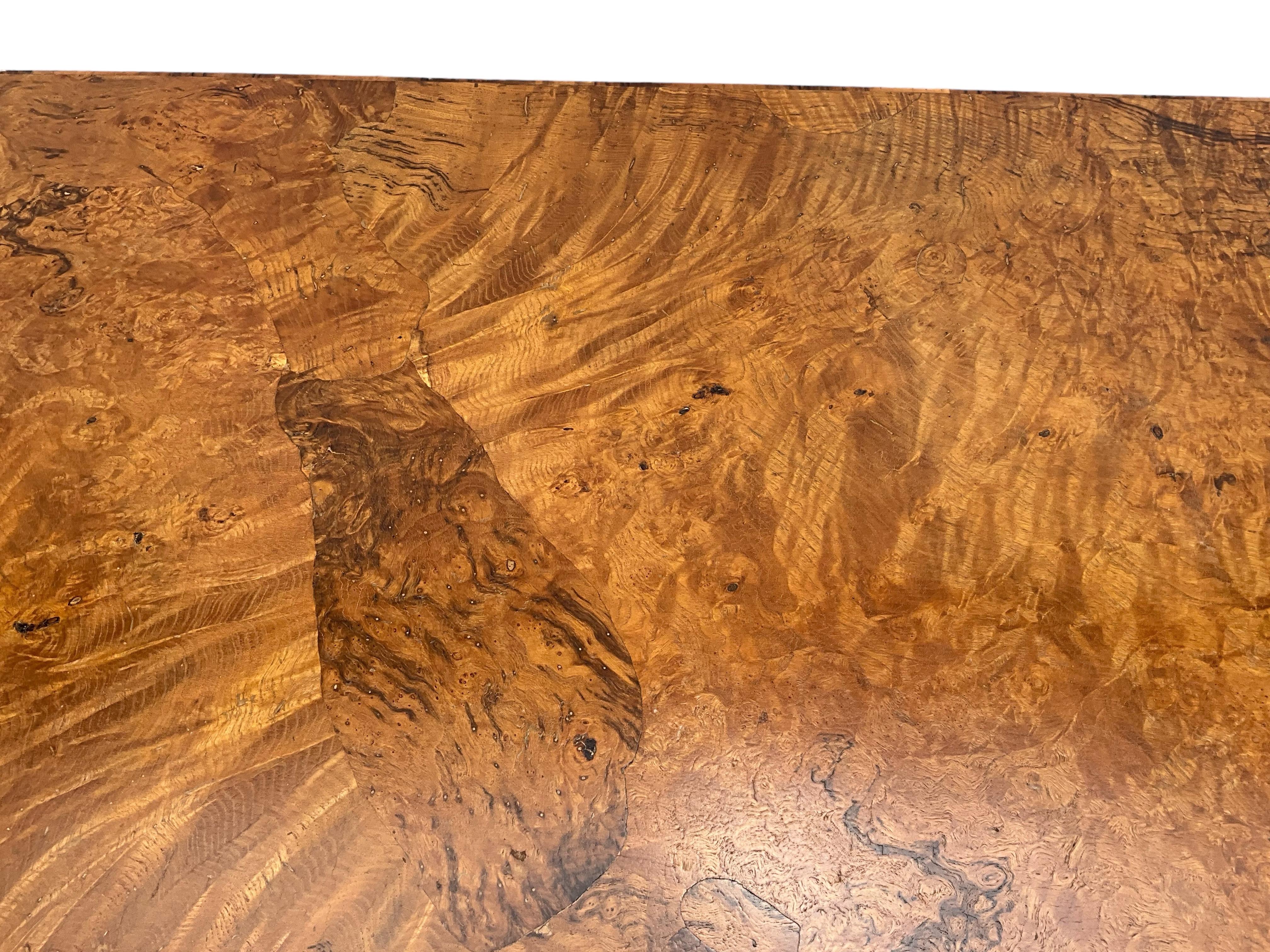 1970s Italian Neo-Classical Style Patchwork Burl Writing Desk In Good Condition For Sale In Kennesaw, GA