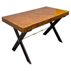 Bureau en broussin patchwork de style néoclassique italien des années 1970