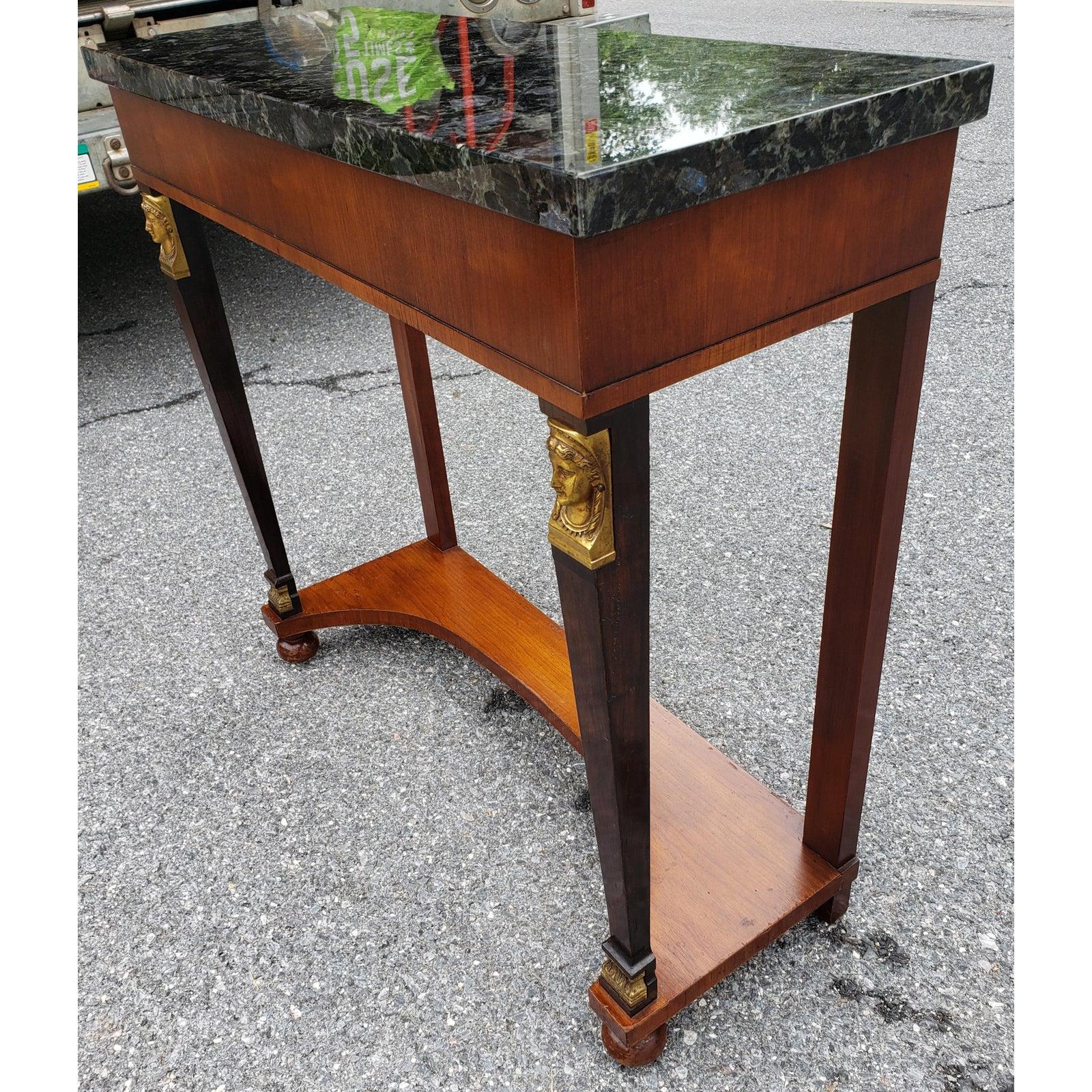 Woodwork 1970s Italian Neoclassical Console Table with Marble/Stone Top
