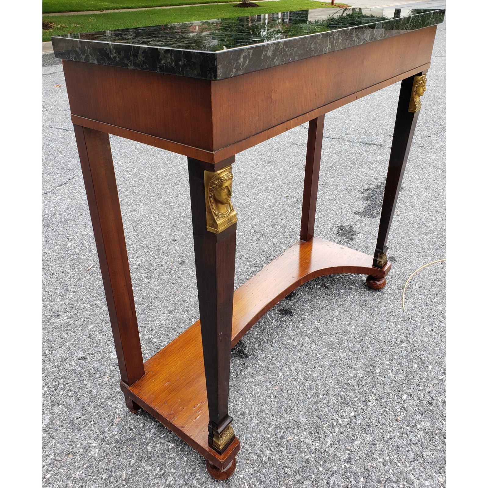 1970s Italian Neoclassical Console Table with Marble/Stone Top In Good Condition In Germantown, MD
