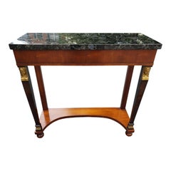 Retro 1970s Italian Neoclassical Console Table with Marble/Stone Top