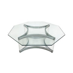 1970s Italian Octagonal Chrome and Lucite Coffee Table by Alessandro Albrizzi