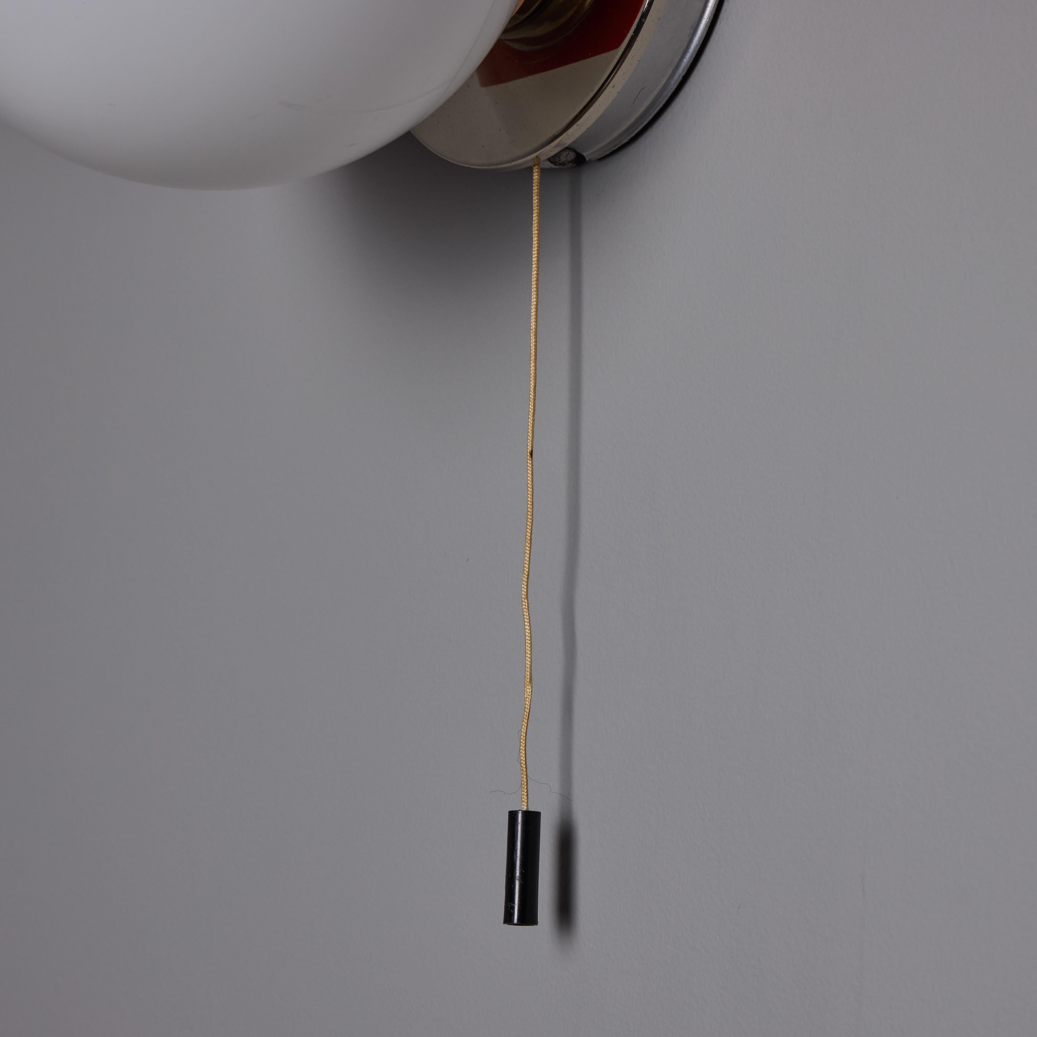 1970s Italian Orange Metal & Opaline Glass Wall Lamp Attributed to Guzzini For Sale 7