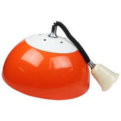 1970s Italian Orange Retractable Pendant Lamp