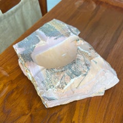 1970s Italian Organic Modern Pink Marble Onyx Ashtray