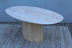 1970s Italian Oval Travertine Dining Table Attributed to Ello