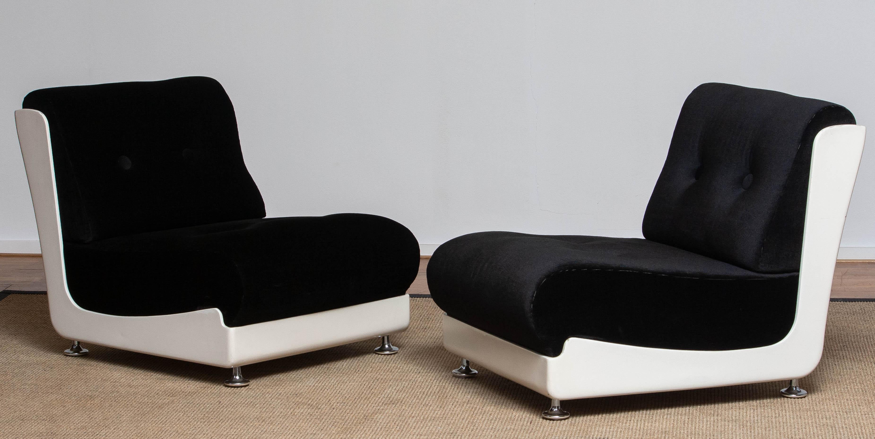 Modern 1970's Italian Pair Roche Bobois Lounge Easy Chairs Designed by Mario Bellini