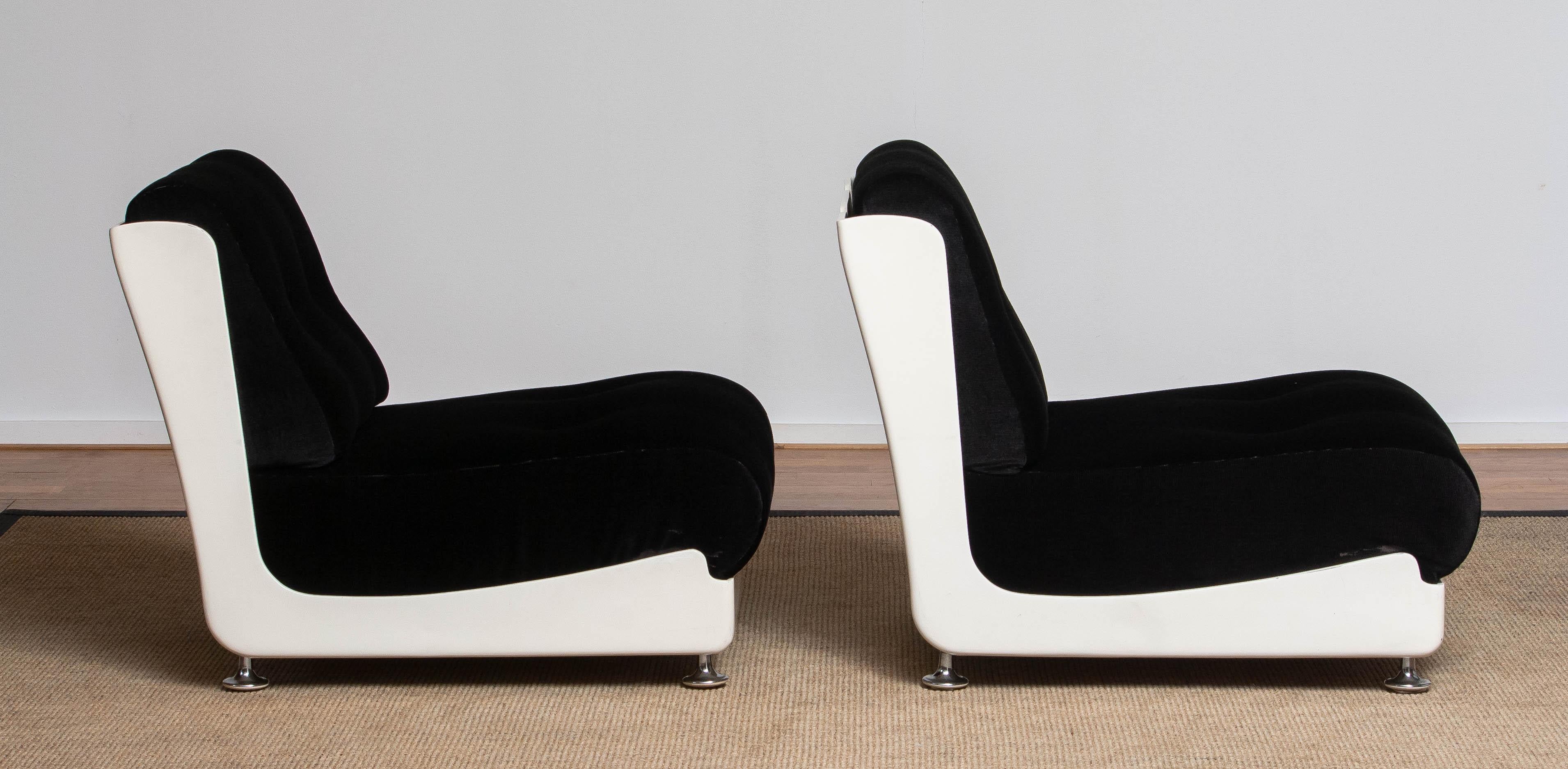 1970's Italian Pair Roche Bobois Lounge Easy Chairs Designed by Mario Bellini In Good Condition In Silvolde, Gelderland
