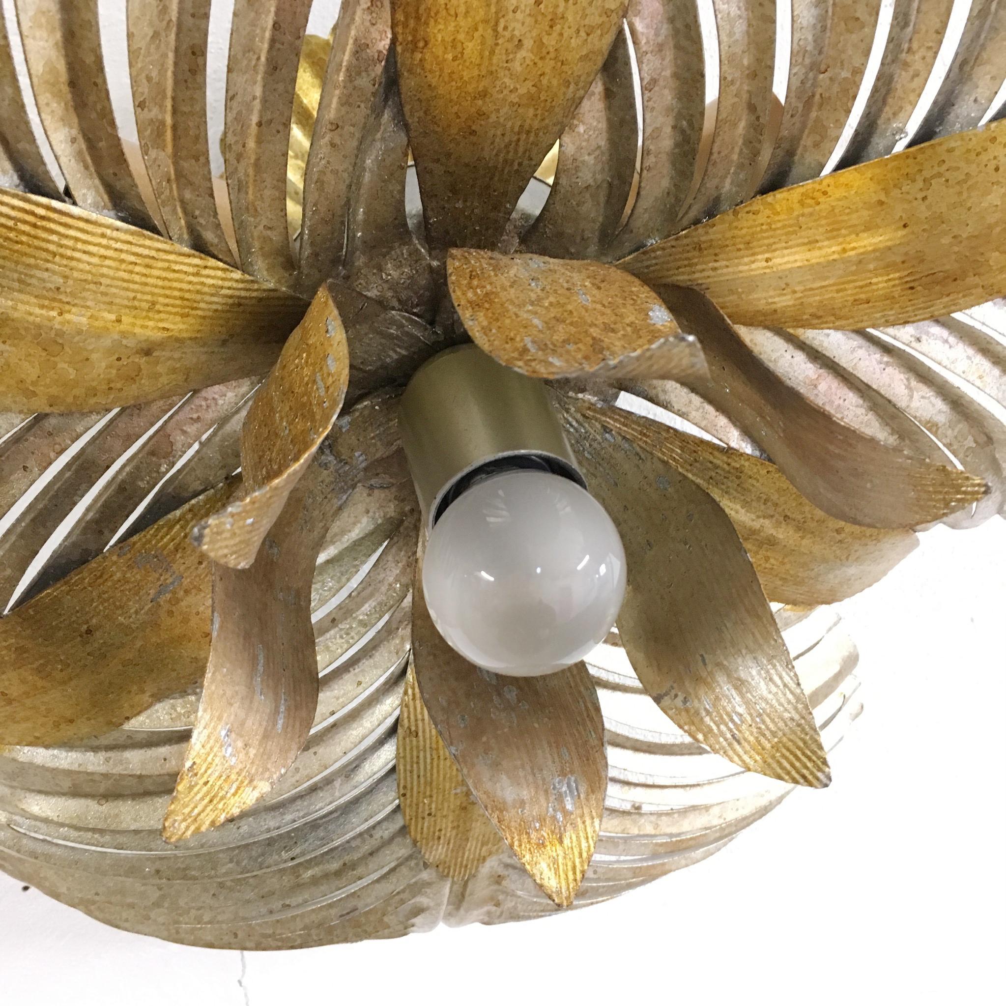 1970s Italian Palm Leaf Ceiling Light 3