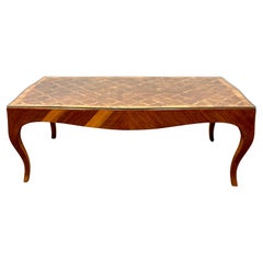 1970's Italian Parquet Olive-Wood Coffee Table