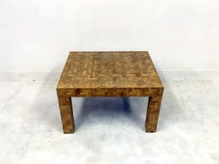 1970s Italian Patchwork Bamboo Coffee Table