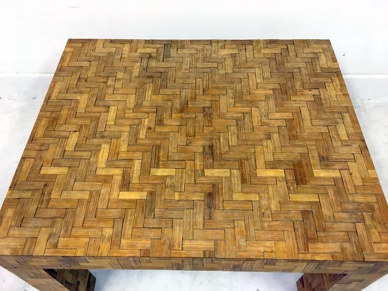 1970s Italian Patchwork Bamboo Coffee Table In Good Condition For Sale In London, London