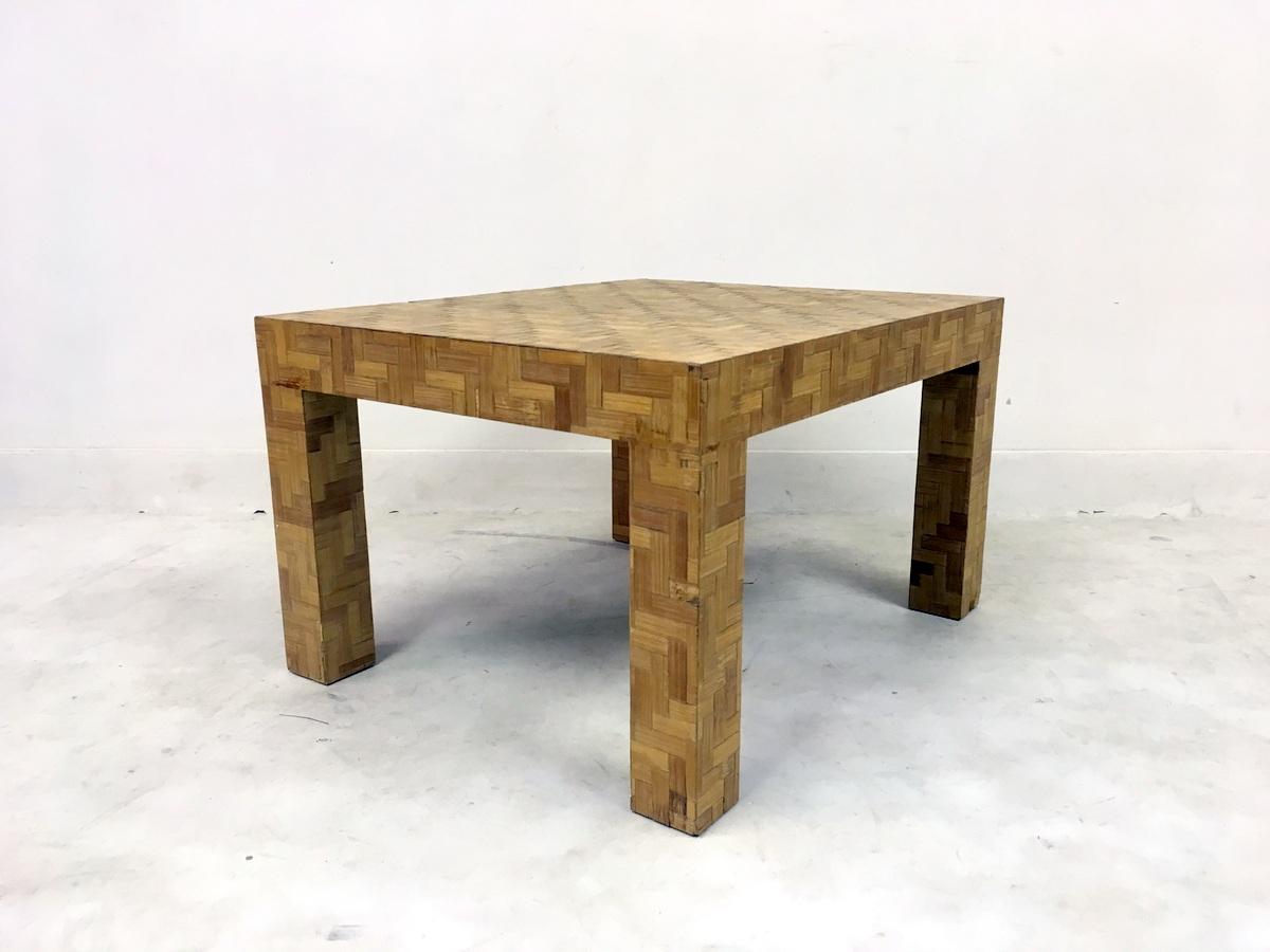 20ième siècle Table basse italienne en bambou patchwork des années 1970 en vente