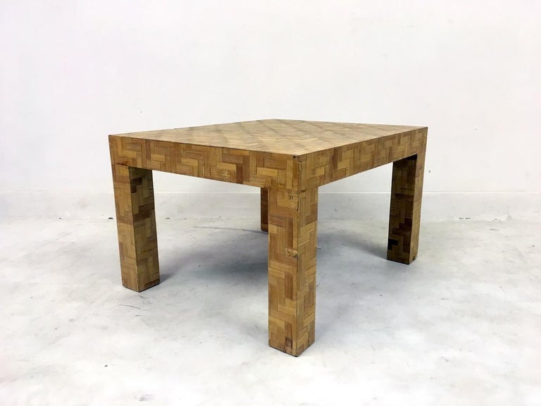 20th Century 1970s Italian Patchwork Bamboo Coffee Table For Sale