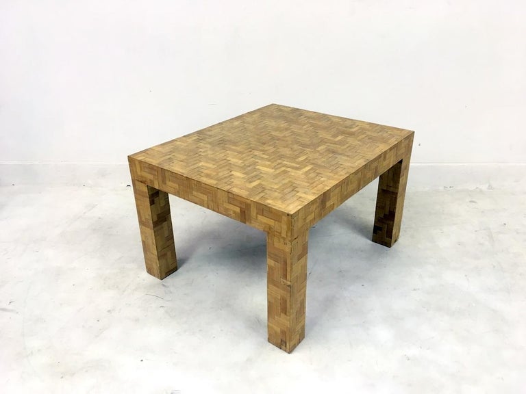 1970s Italian Patchwork Bamboo Coffee Table For Sale 1