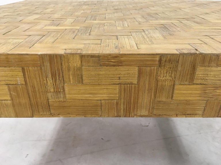 1970s Italian Patchwork Bamboo Coffee Table For Sale 2