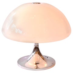 1970s Italian Perspex White Domed Table Lamp