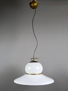 1970s Italian Plastic and Brass Pendant Lamp