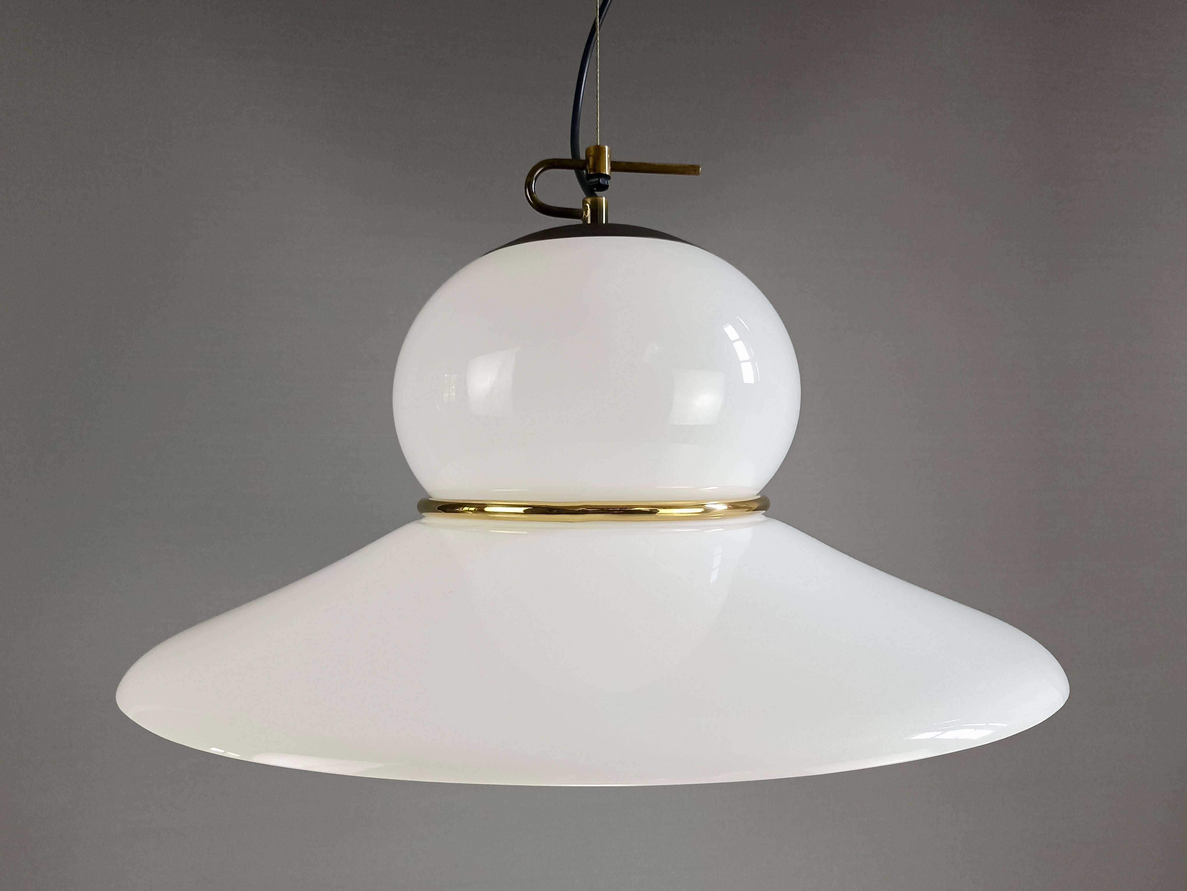 Other 1970s Italian Plastic and Brass Pendant Lamp For Sale