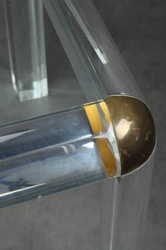 1970s Italian Plexiglas Table with Glass Tray