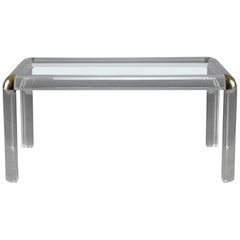 1970s Italian Plexiglas Table with Glass Tray