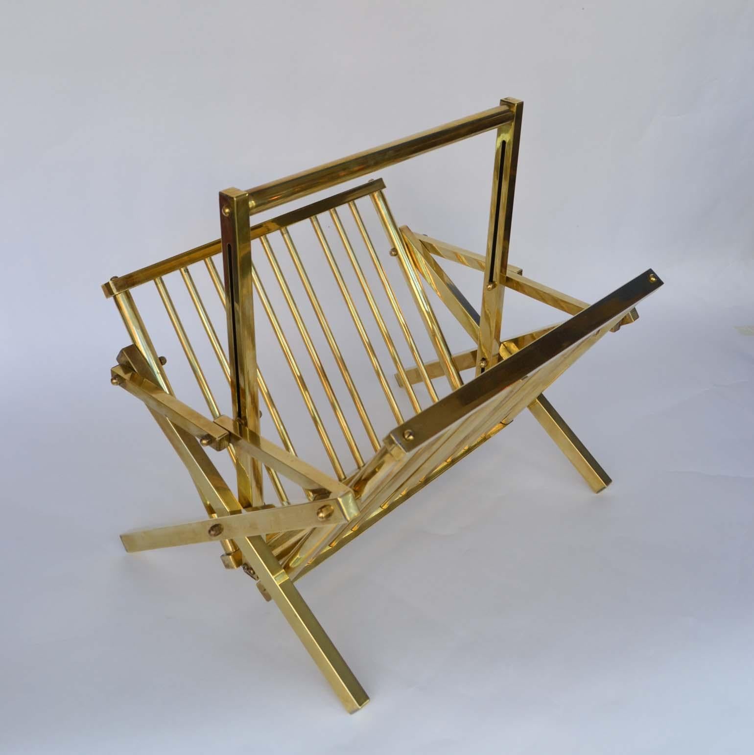 Italian Brass Magazine Rack 1970's  In Excellent Condition For Sale In London, GB