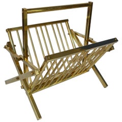 Vintage Italian Brass Magazine Rack 1970's 