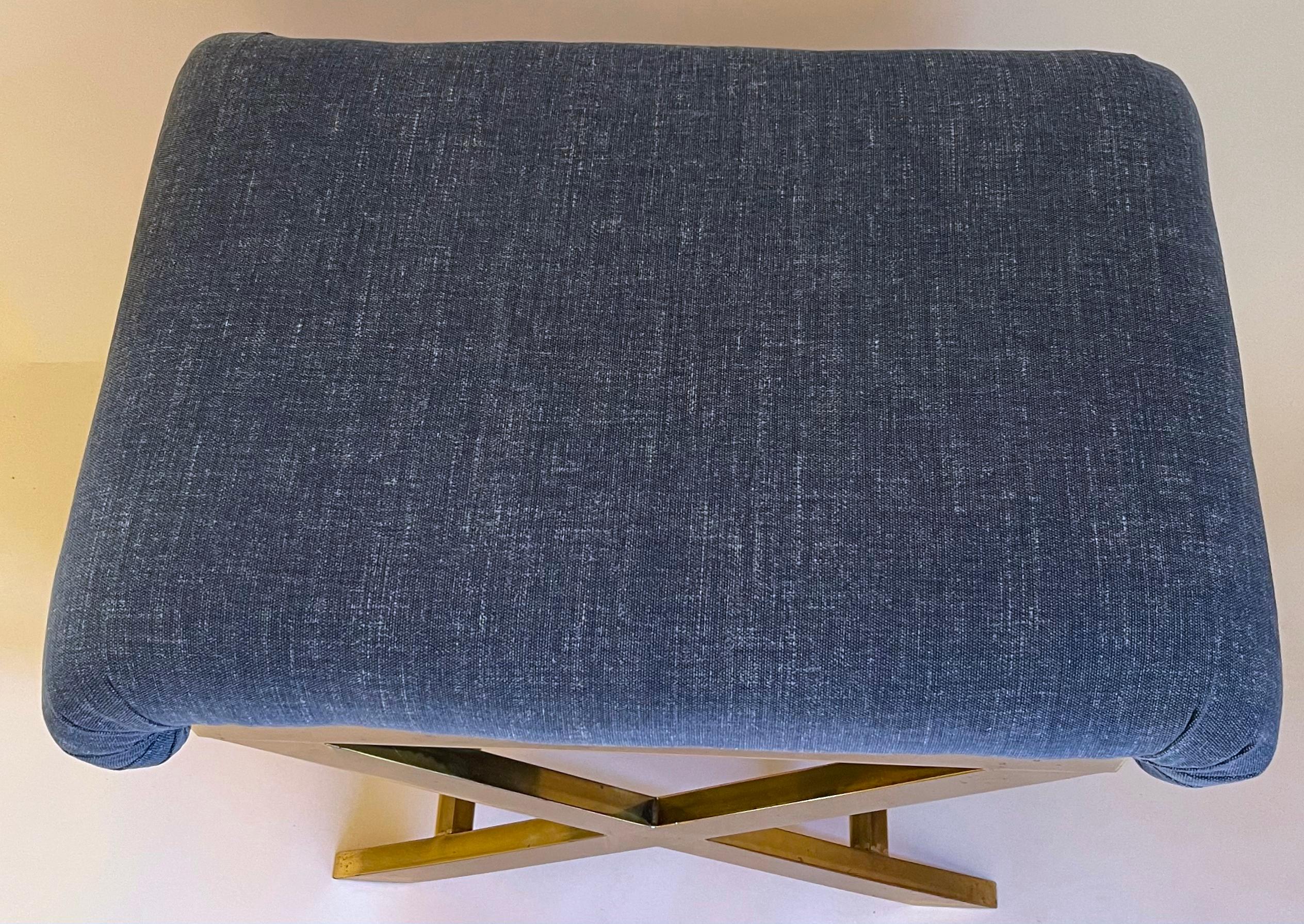 1970s Italian Polished Brass X-Base Bench 5