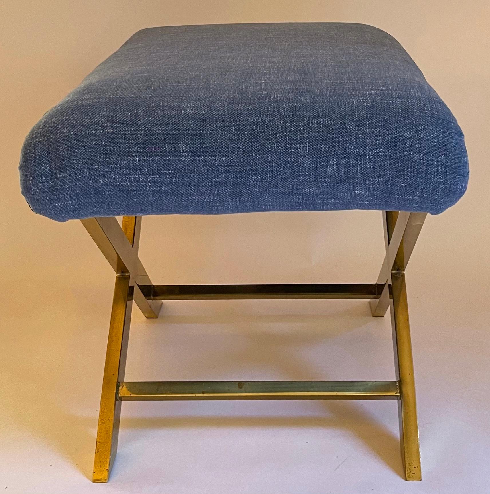 Late 20th Century 1970s Italian Polished Brass X-Base Bench