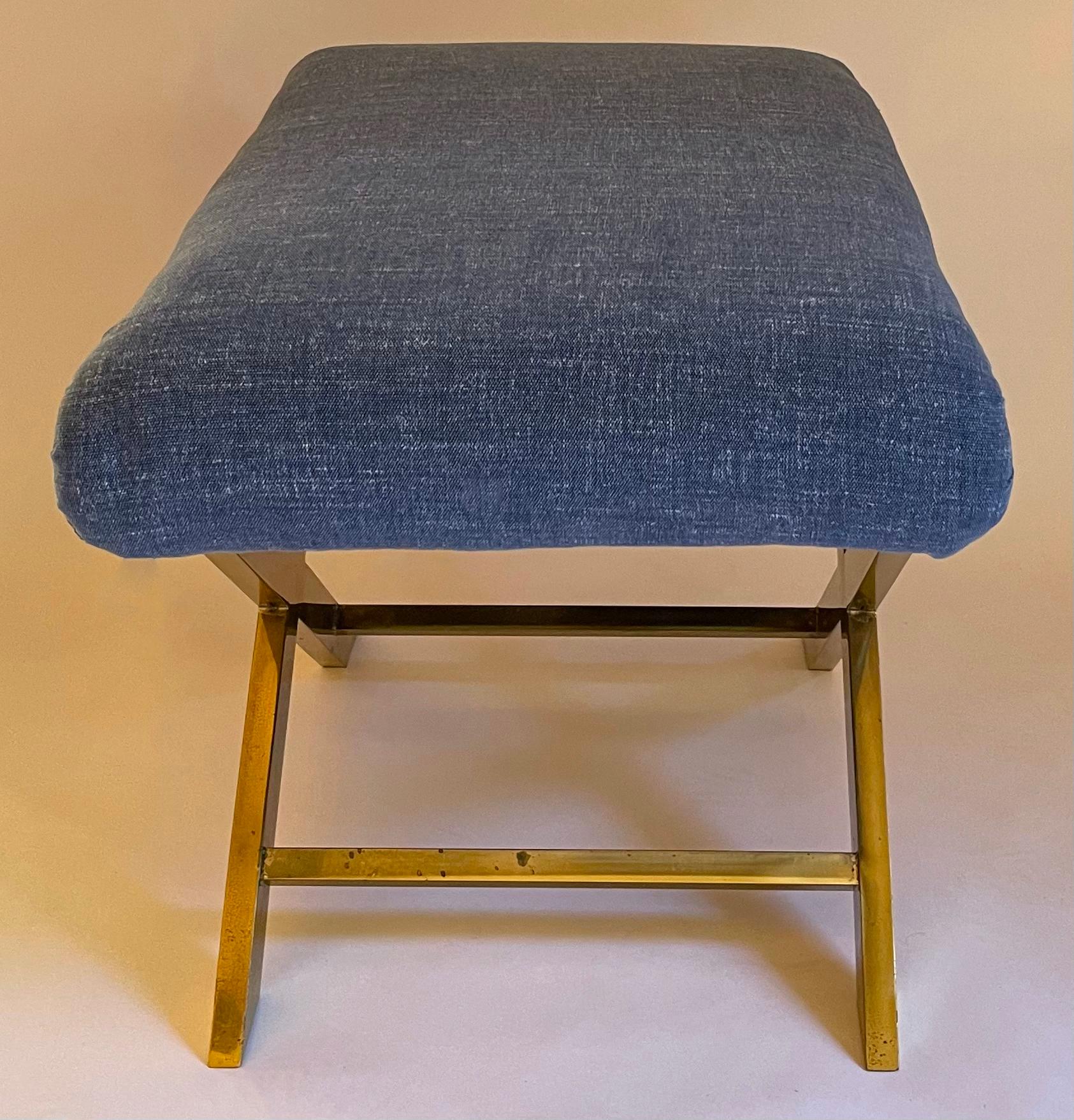 1970s Italian Polished Brass X-Base Bench 1