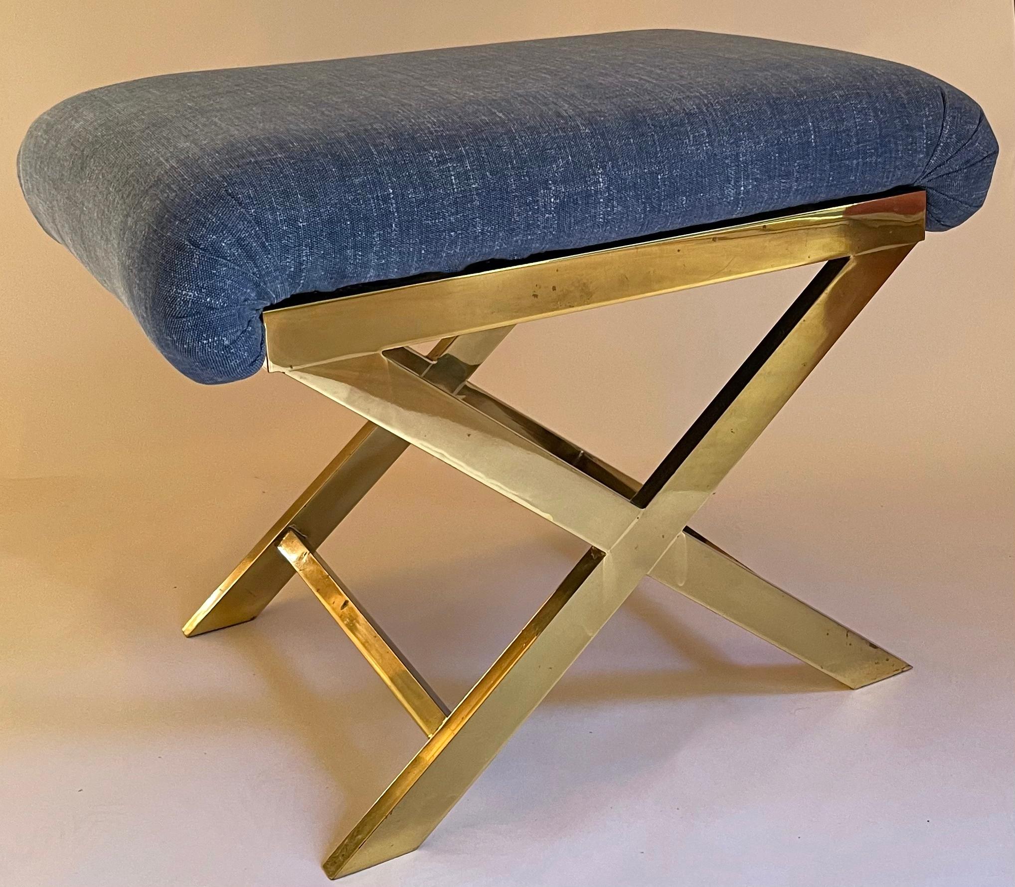 1970s Italian Polished Brass X-Base Bench 3