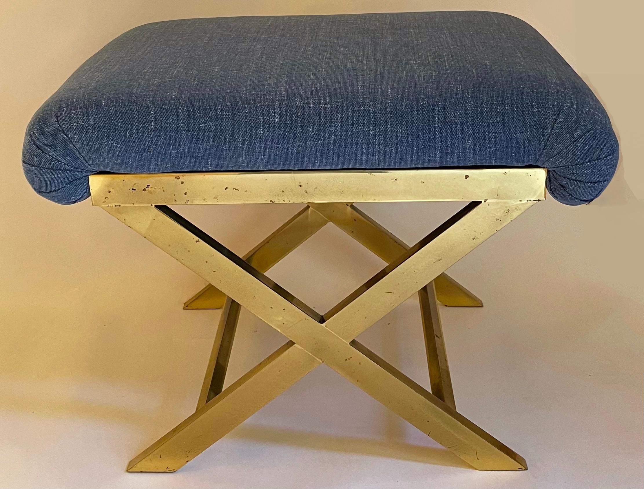 1970s Italian Polished Brass X-Base Bench 4