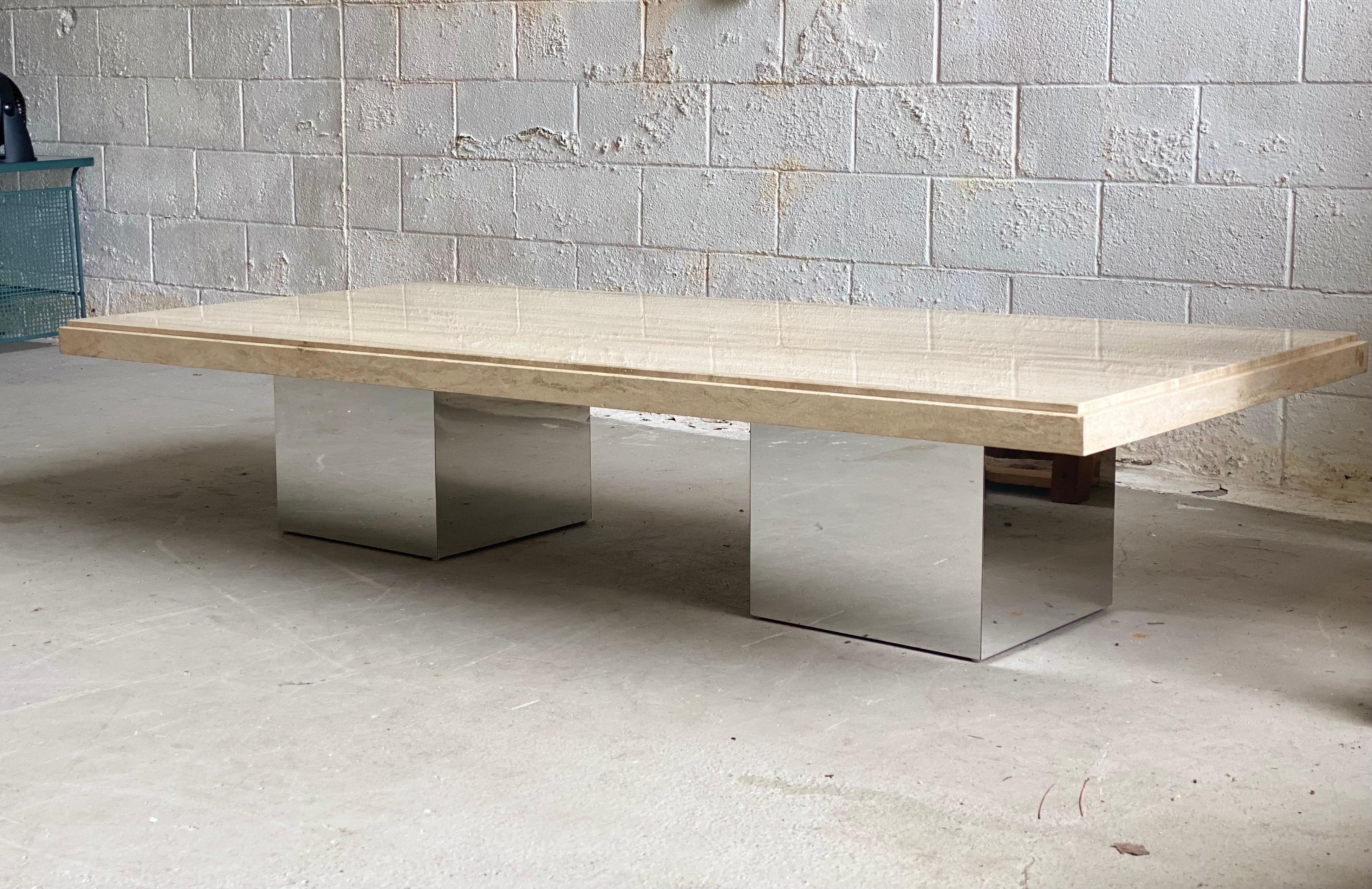 rectangular travertine coffee table
