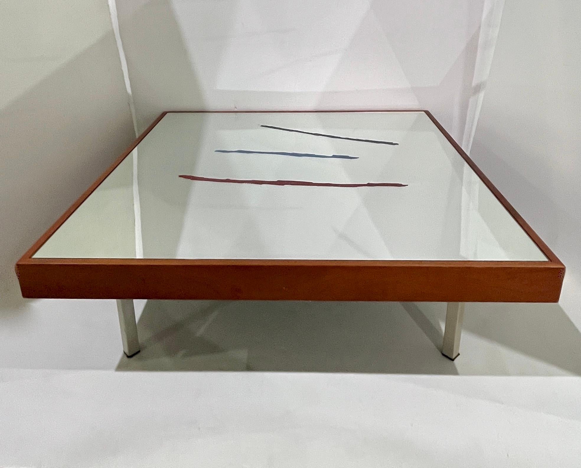 Hand-Crafted 1970s Italian Post-Modern Pair of Mirrored Cherry Wood Eglomise Coffee Tables  For Sale