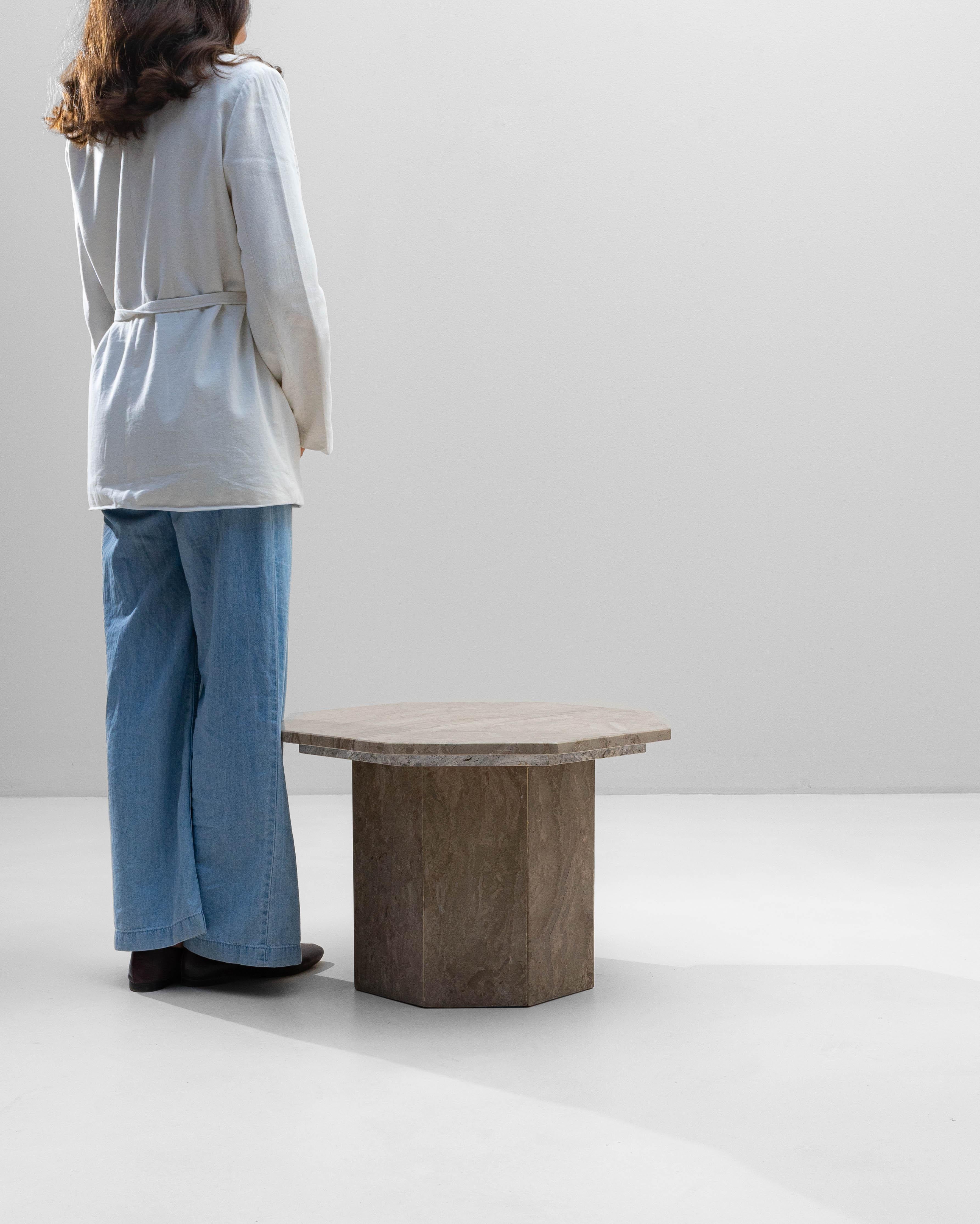 Post-Modern 1970s Italian Postmodern Octagonal Marble Pedestal Table For Sale