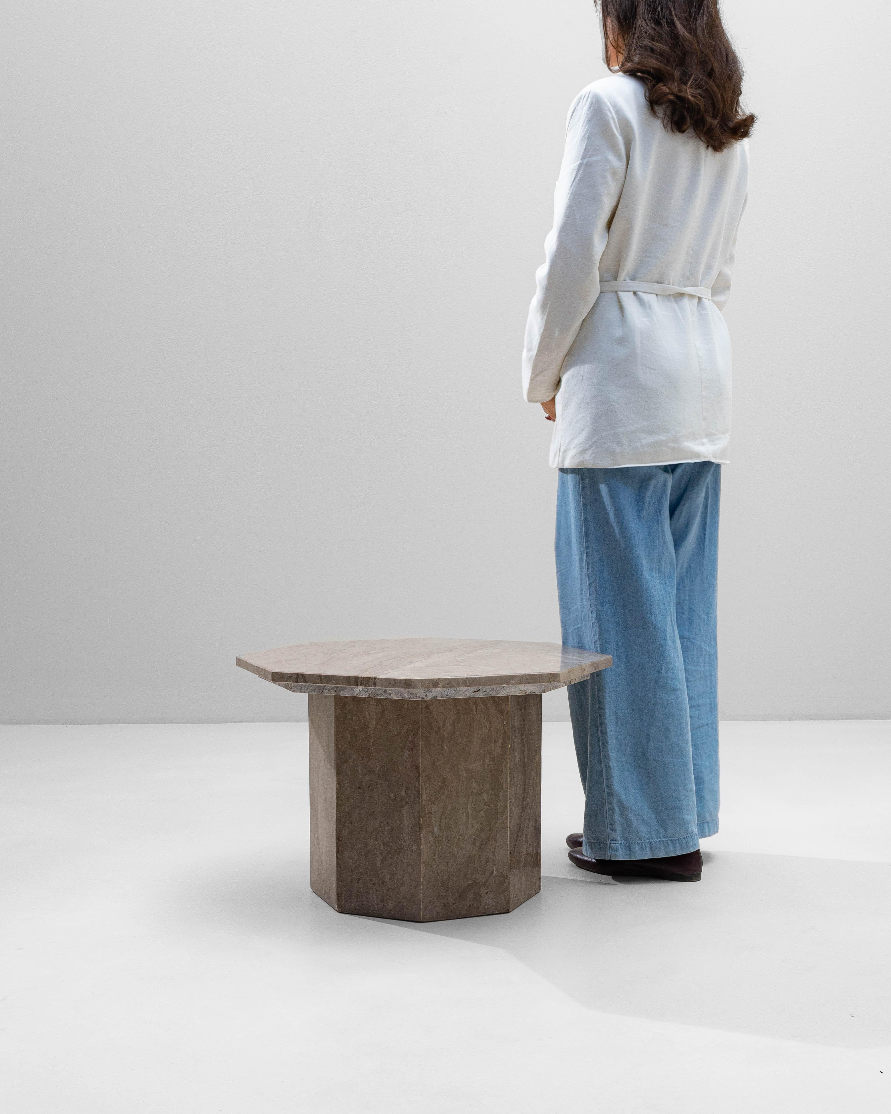 20th Century 1970s Italian Postmodern Octagonal Marble Pedestal Table For Sale