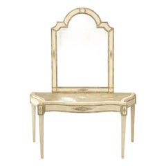 1970s Italian Postmodern Travertine Tesserae Console Table With Matching Mirror