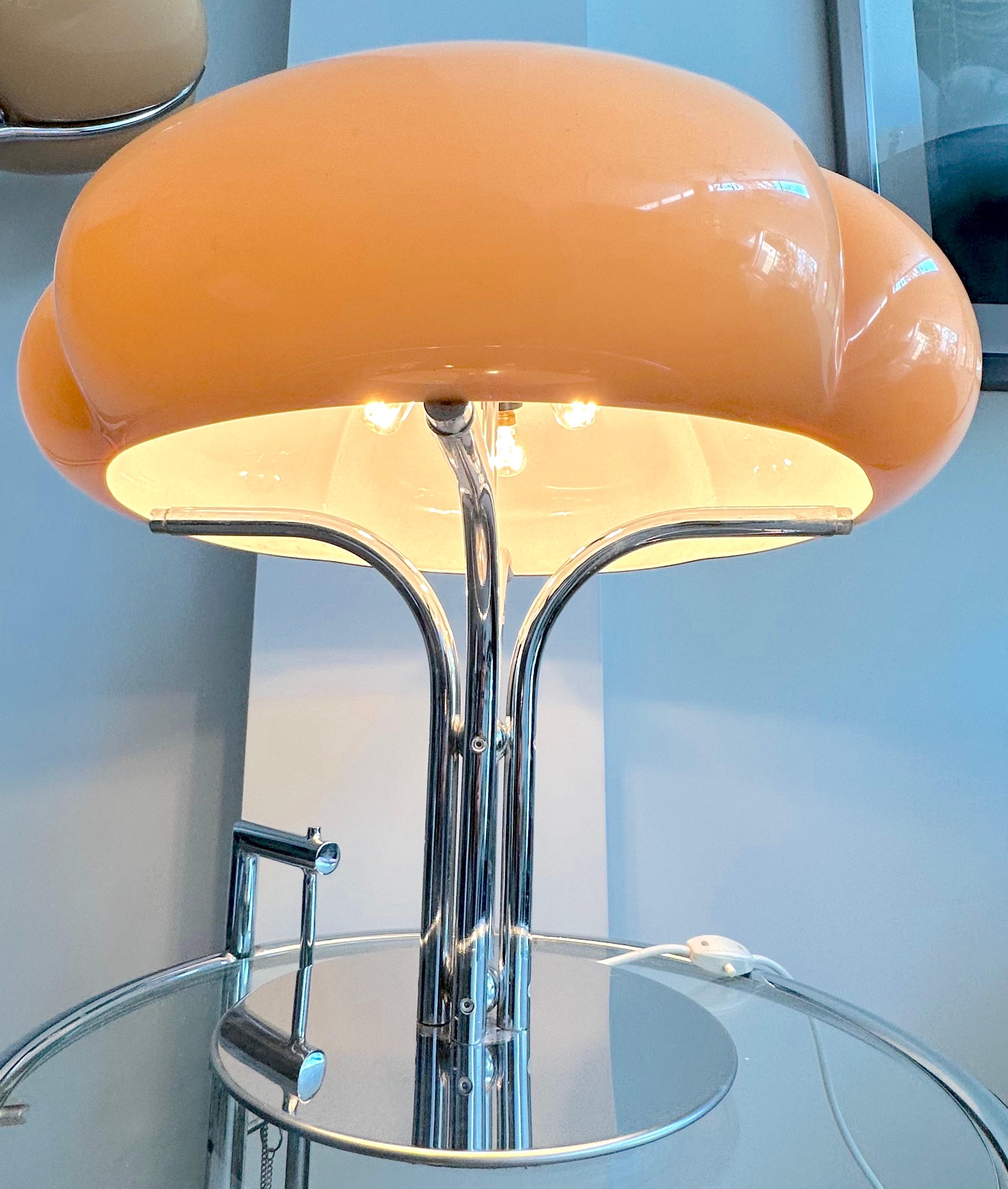 Chrome 1970s Italian Quadrifoglio Harvey Guzzini Space Age Table Lamp by Gae Aulenti